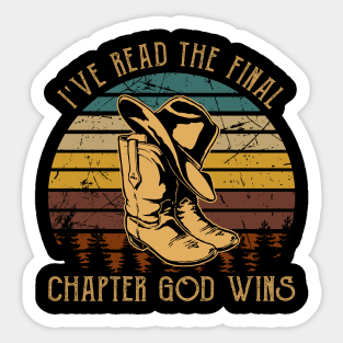 I've Read The Final Chapter God Wins Cowboy Boots Sticker